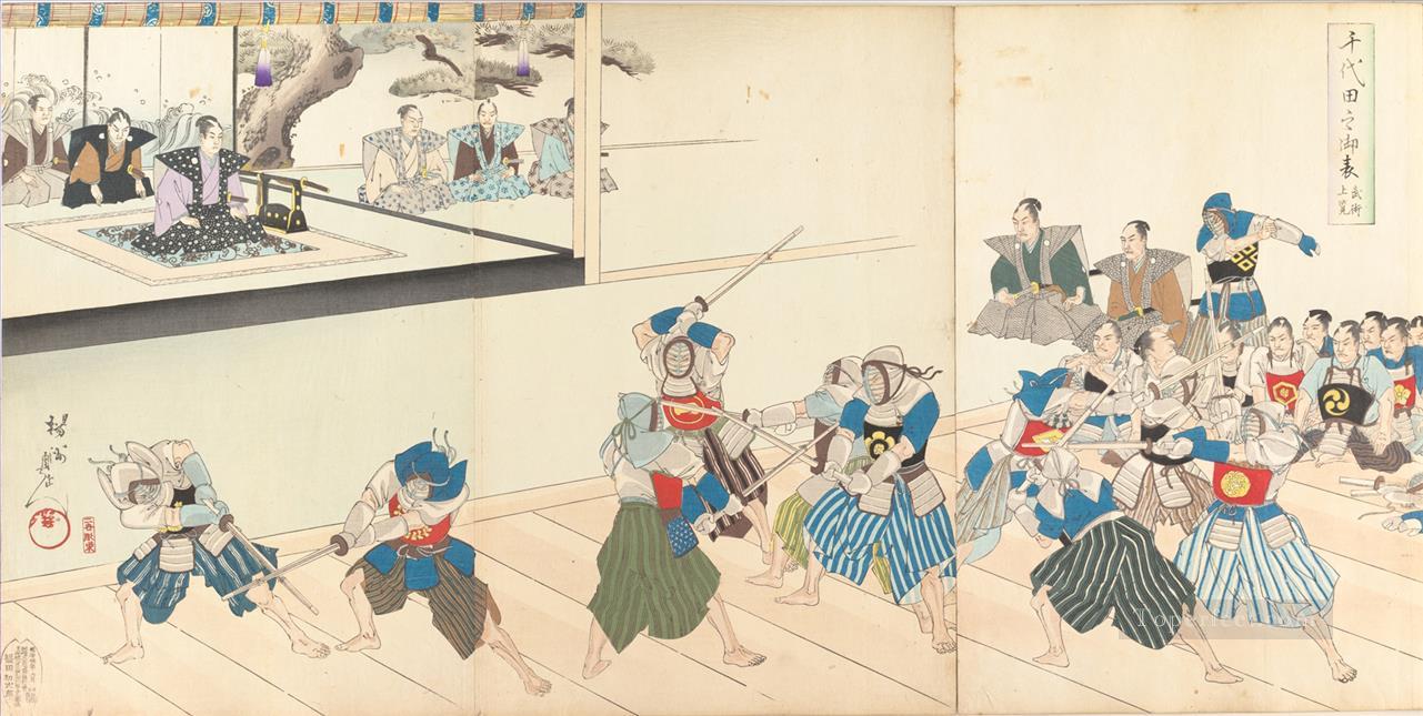 Castillo de Chiyoda álbum de hombres 1897 Toyohara Chikanobu bijin okubi e Pintura al óleo